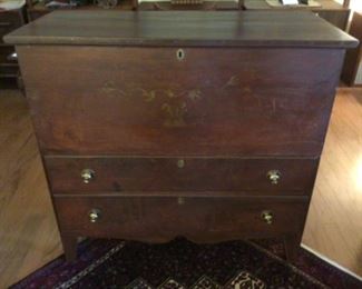 Antique Pennsylvania Painted Pine Blanket Chest with New Handles