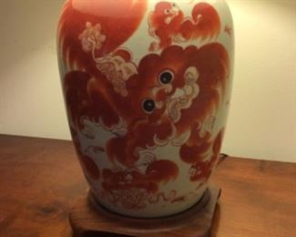 Vintage Chinese Pottery Dragon Design Lamp