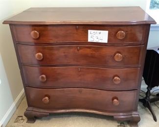 Antique Serpentine Front Graduated Drawers Dresser 