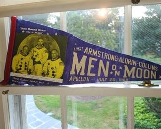 Vintage Men On Moon Pennant