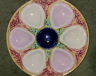 Antique Majolica Oyster Dish