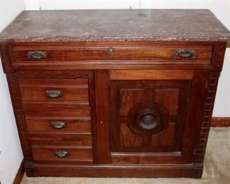 Antique Marble Top Cabinet 