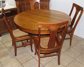 Antique Clawfoot Oak Table with Chairs