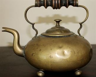 Antique Brass Kettle Teapot 