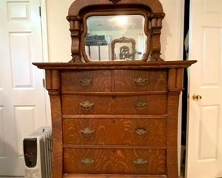 Victorian Style, Claw Foot, Mirrored Chest of Drawers, Stunning Craftsmanship-approx. 7' Tall, 40" Wide, 19" Deep