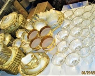 Noritake Set with Gold Rimmed Stemware  Asking $25 for all stemware 