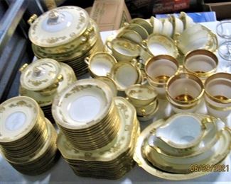 Noritake Goldana Pattern #7284 Service for 12 with large serving platter, small serving platter, gravy boat with attached plate, covered casserole, covered sugar and creamer  Asking $75 for Set