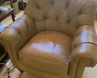 Martha Stewart for Bernhardt button back leather arm chair.