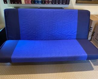 Cobalt blue Futon sofa.