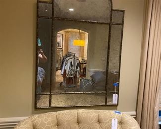 Large Faux Bamboo mirror with antiqued soaked glass