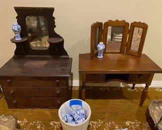 Antique salesmen sample dresser and Buffett. Doll size.