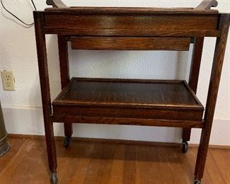 Oak Serving Cart with removable tray