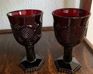 Pair of Ruby Cape Cod goblets