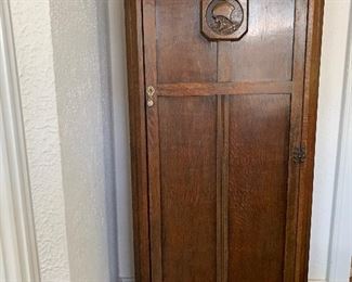 Narrow Oak Armoire - perfect for coat storage or to create a closet for guests.