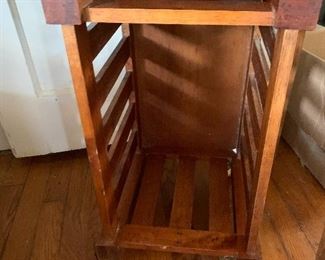 wooden storage box on casters