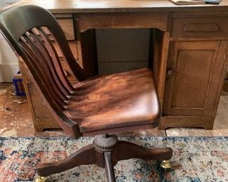 Antique Desk and Antique Office Chair -Sold Separately