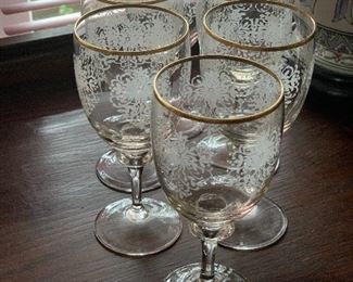 Mid Century wine glasses with a boho lacy pattern $2 ea