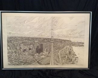 CN Skytower with City and Sky View in Toronto Canada by Tom McNeely