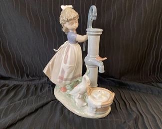 Lladro Summer on the Farm Pumping Water