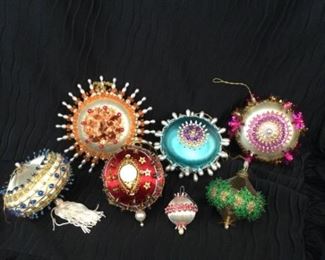 Vintage Hand Decorated Satin Christmas Ornament