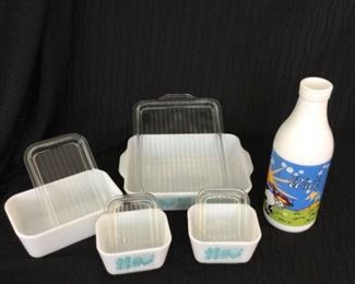 Vintage Pyrex and Colton Glass Milk Bottle