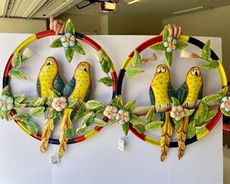 11/  Parrot wall art • set of 2 •painted metal • $56