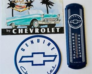 29/ PARKER  Chevrolet™ • Wall art, Shingle , Thermometer Set • painted metal • sold as set • $15