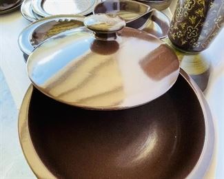 55/ NOW $175 Set of Fransiscanware Madeira pottery – 22 dinner plates, 18 salad plates, 21 B&B plates, 28 cups and saucers, 5 soup bowls, 7 cereals bowls, 22 serving plates • Approx 120 pieces • $350