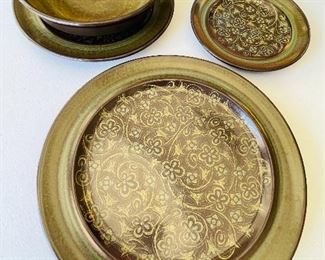 55/ NOW $175  Set of Fransiscanware Madeira pottery – 22 dinner plates, 18 salad plates, 21 B&B plates, 28 cups and saucers, 5 soup bowls, 7 cereals bowls, 22 serving plates • Approx 120 pieces • $350