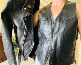 40/  Harley Davidson leather jacket & vest • $100