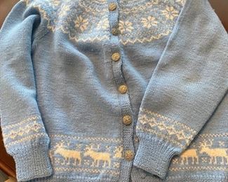 62/ Vintage Norwegian handknitted sweater • 100% wool • blue&white • made in Bergen, Norway • SZ Med • $30