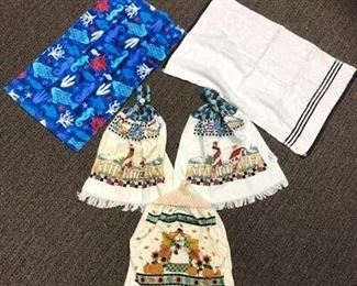 Set of 5 dish and hand kitchen towels lot