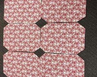Set of 6 red fan print table place mats