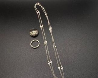 Dainty Necklace and Sterling Silver Ring Lot