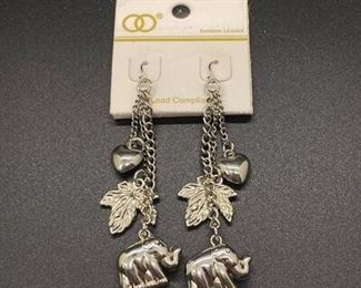 Silvertone Multi Charm Dangle Earrings