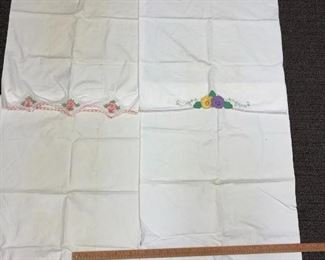 Vintage pillowcases with embroidered edges, standard size pillow