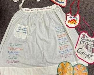 Well loved, vintage apron and bibs