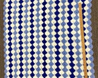Blue and white Afghan baby blanket