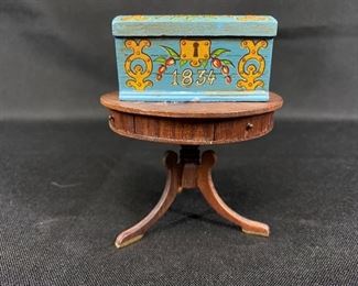 Dollhouse Miniature Side table and Toy Box Chest