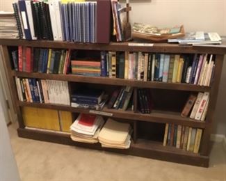 Downstairs - great wooden bookshelf - more books
