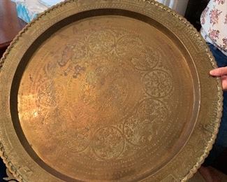 98- Large heavy etched scalloped edge Turkish platter 