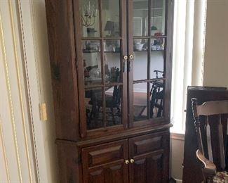 $325- Unique Ethan Allen pine corner cabinet 