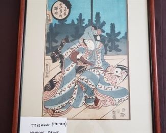 Japanese woodblock print by Toyokuni, framed