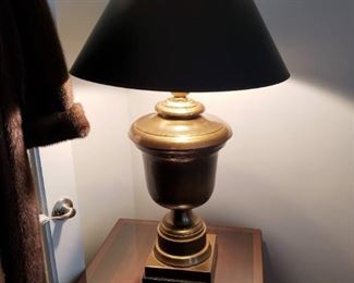 Vintage Chapman Manufacturing brass lamp w/ black shade