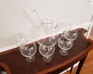 Tiffany pitcher and 6 glasses