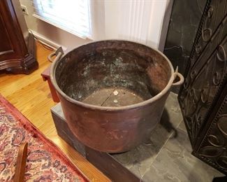 Antique copper cauldron