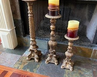 Set of 3 large candle sticks.