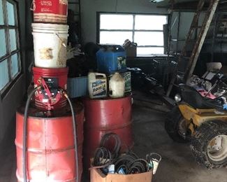 Oil drums and pump