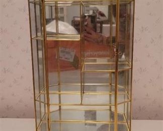 Display Glass and Brass Table Top Cabinet
