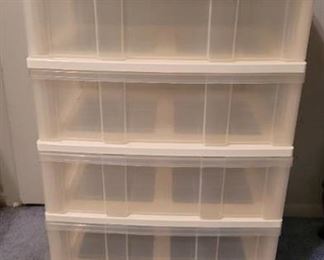 4 Drawer White Plastic Chest of Drawers on Wheels